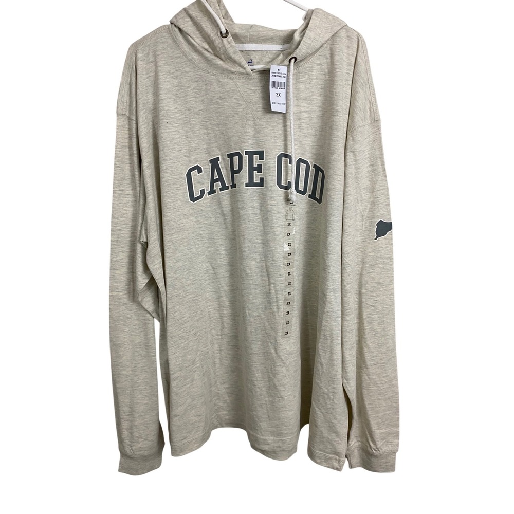 Cuffy's Cape Cod Hooded T Shirt Mens 2X Oatmeal Massachusetts Graphic Preppy New